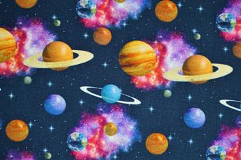 Space - Printed Craft Cotton Poplin Fabric Quilting Patchwork Dress