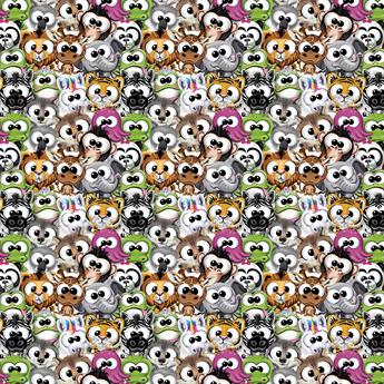 Plush Animals - Printed Craft Cotton Poplin Fabric Quilting Patchwork
