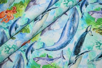 Sealife - Printed Craft Cotton Poplin Fabric Quilting Patchwork Dress