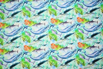 Sealife - Printed Craft Cotton Poplin Fabric Quilting Patchwork Dress