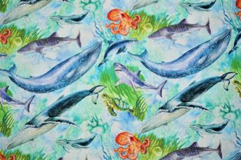 Sealife - Printed Craft Cotton Poplin Fabric Quilting Patchwork Dress