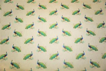 Natural Digital Print Linen Peacock
