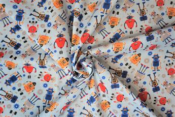 Light Blue Cotton Printed Poly Cottons