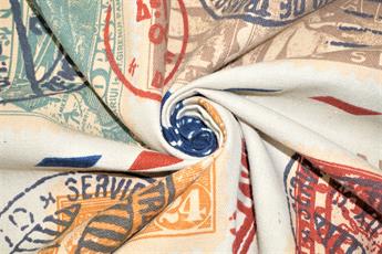 Cream Natural Cotton Printed Canvas Fabric