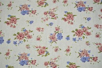 Vintage Flower -  QUALITY COTTON LINEN FABRIC UPHOLSTERY FURNISHING