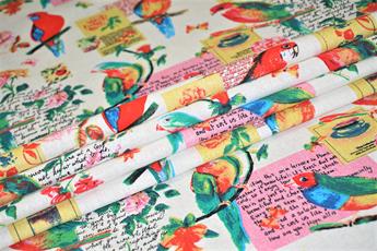 Parrot - - QUALITY COTTON LINEN FABRIC UPHOLSTERY FURNISHING