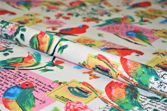 White Parrot - - Quality Cotton Linen Fabric Upholstery Furnishing