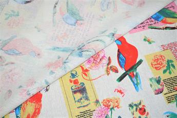 White Parrot - - Quality Cotton Linen Fabric Upholstery Furnishing