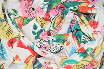 White Parrot - - Quality Cotton Linen Fabric Upholstery Furnishing