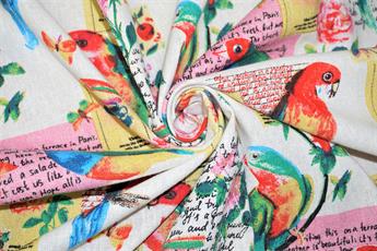 White Parrot - - Quality Cotton Linen Fabric Upholstery Furnishing
