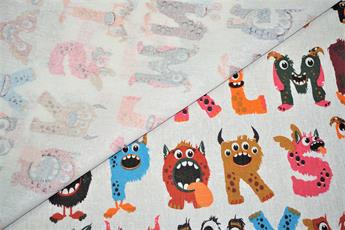 White Cotton Printed Canvas Fabric
