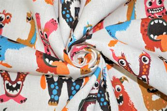 White Cotton Printed Canvas Fabric