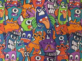 Little Monsters- Printed Craft Cotton Poplin Fabric Quilting Patchwork