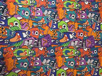 Little Monsters- Printed Craft Cotton Poplin Fabric Quilting Patchwork