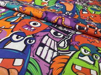 Little Monsters- Printed Craft Cotton Poplin Fabric Quilting Patchwork