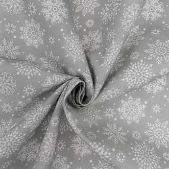Silver Digital Print Cotton Winter Snowflakes