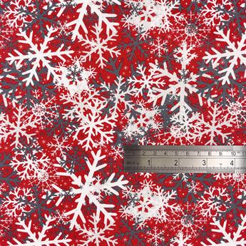 Red Digital Print Cotton Camo Snowflake