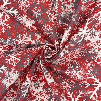 Red Digital Print Cotton Camo Snowflake