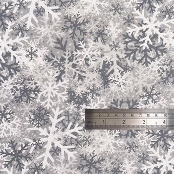 Silver Digital Print Cotton Camo Snowflake