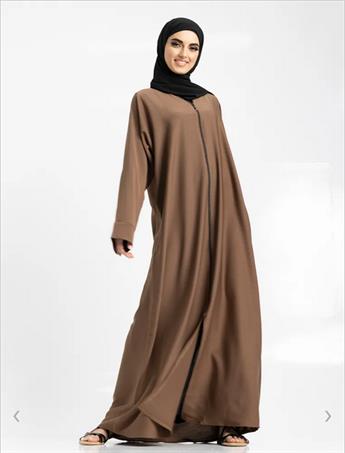 Featuring a V neckline with a full zip front opening· This abaya although simple will meet your expe