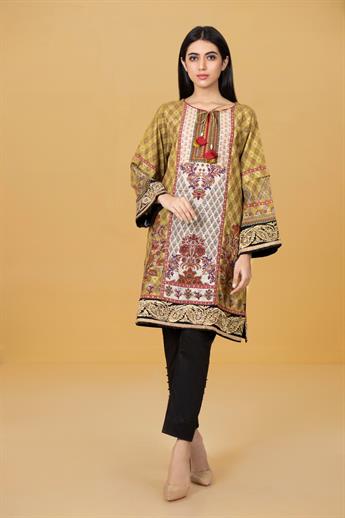 
Stitched Khaddar Digital Printed Shirt with Embroidered Border