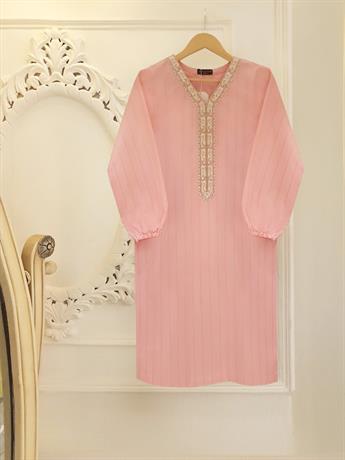 Pink 2 piece Pure Self Jacquard Kurta with Trouser