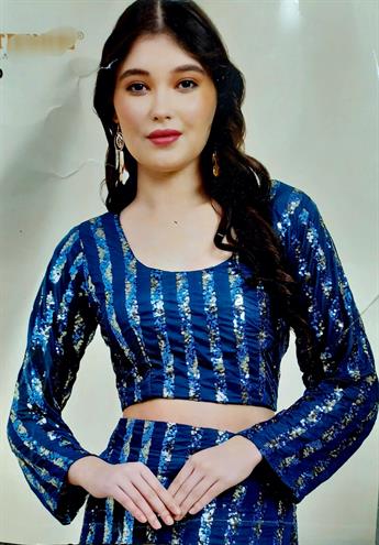 Laycra saree with sequince work.