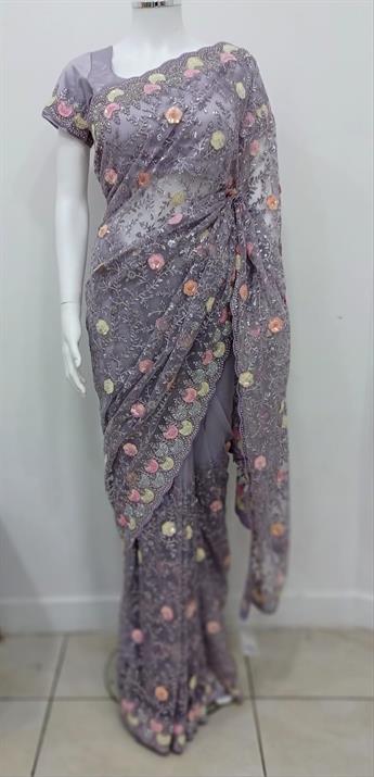 Soft Net Party Wear Saree With Sequence,thread,pearl and stone work,Heavy Net Blouse for women , Par