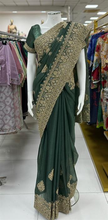 Jimmy cho saree with kasab,dory and stone works heavy embroidary borde…
