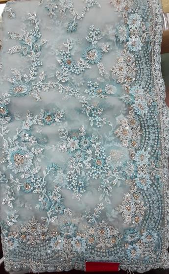 FESTIVE COELLECTION: Net saree with thread and stone work.Its comes with readymade 3quater blouse an