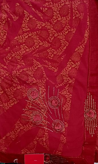 Maroon Jacquard Printed Saree Without Blouse