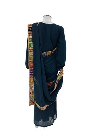 Teal Blue Georgette Saree Dress