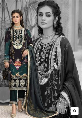 Dark Green Embroidered Linen Stitched Suit with Wool Shawl