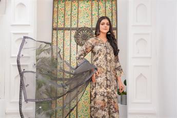 Charcoal Grey Printed Organza Palazzo Ladies Readymade