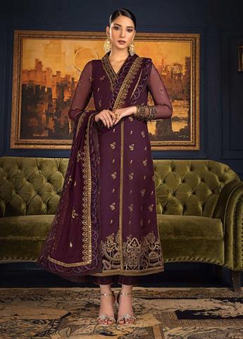 Dark Purple Sequinned Chiffon Ladies Readymade