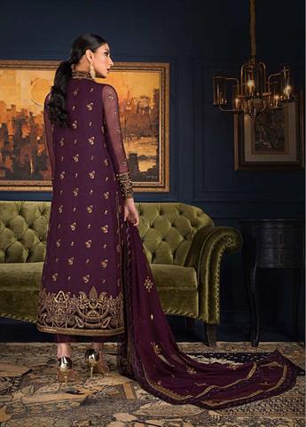Dark Purple Sequinned Chiffon Ladies Readymade