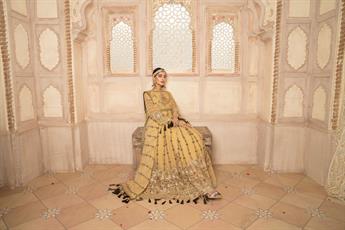 Golden Chiffon Ladies 3 Peice Suit