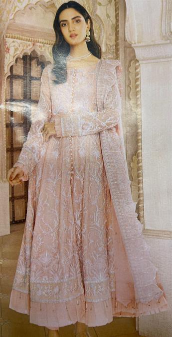 Peach Embroidered Ladies 3 Piece Suit