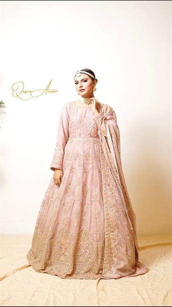 Light Lilac Embroidered Chiffon Maxi Ladies Readymade