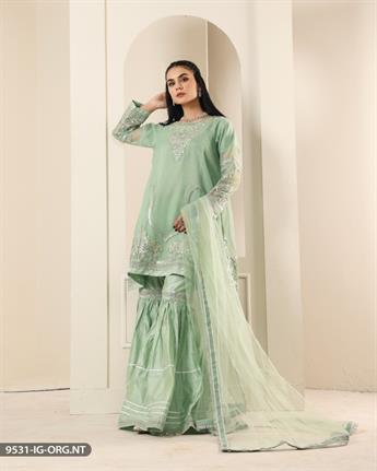 Mint G Embroidered Organza Frock Ladies Readymade