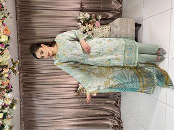 Mint Embroidered Chiffon Ladies Readymade