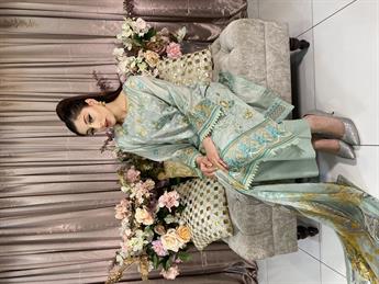 Mint Embroidered Chiffon Ladies Readymade