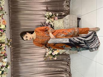 Burnt Orange Embroidered Chiffon Ladies Readymade