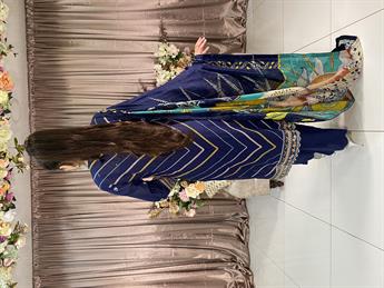 Navy Blue Embroidered Chiffon Ladies Readymade
