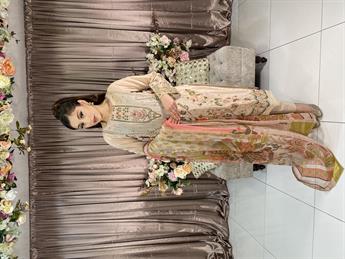 Beige Embroidered Chiffon Ladies Readymade