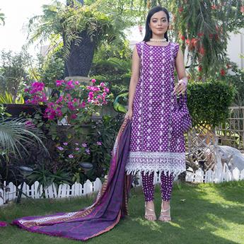 Pink Embroidered Lawn 3 Piece Suit