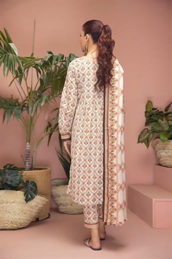 Cream & Multicolour Beaded Lawn Ladies Readymade