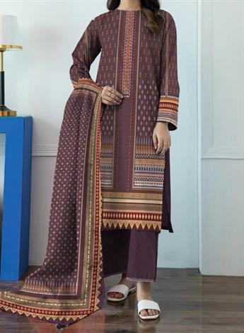 Plum Digital Print Khaddar Printed Suit