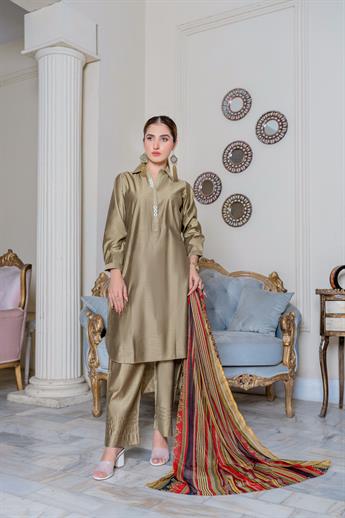 Olive Digital Print Chiffon Ladies Readymade