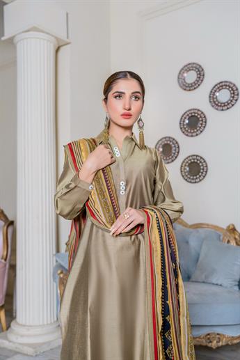 Olive Digital Print Chiffon Ladies Readymade